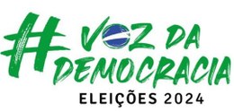 Banner com a inscrição #Voz da Democracia Eleições 2024